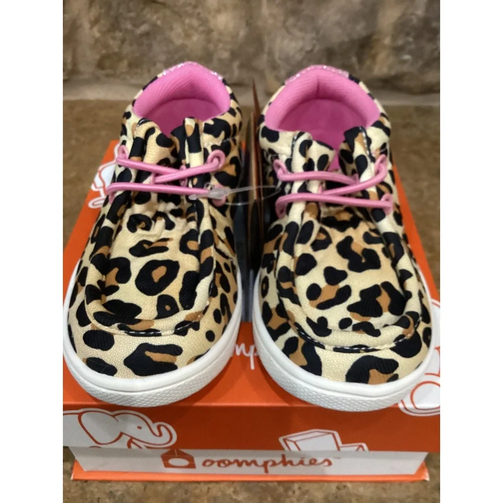 Oomphies Parker Crib Girls Cheetah Print Pink Glitter Shoes Toddler Size 4T New